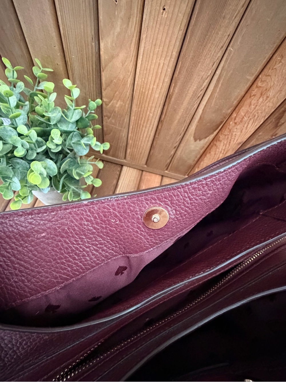 Kate Spade Pebbled Leather Shoulder Tote in Burgundy Wine - Picture 11 of 12